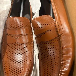 Cole Haan Tan Perforated Loafers